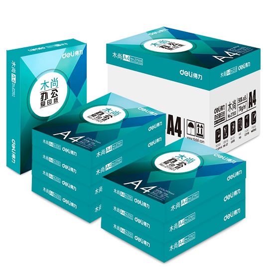 得力/deli Z7503 復(fù)印紙 木尚打印紙 A4 8包/箱 500張/包 70g/張
